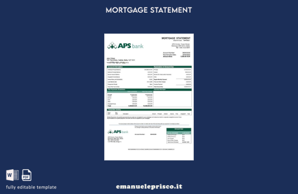 stile verificato Dichiarazione di mutuo Malta APS Bank PLC Modello Word e modell